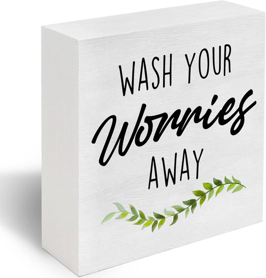 Wash Your Worries Away Wooden Box Sign