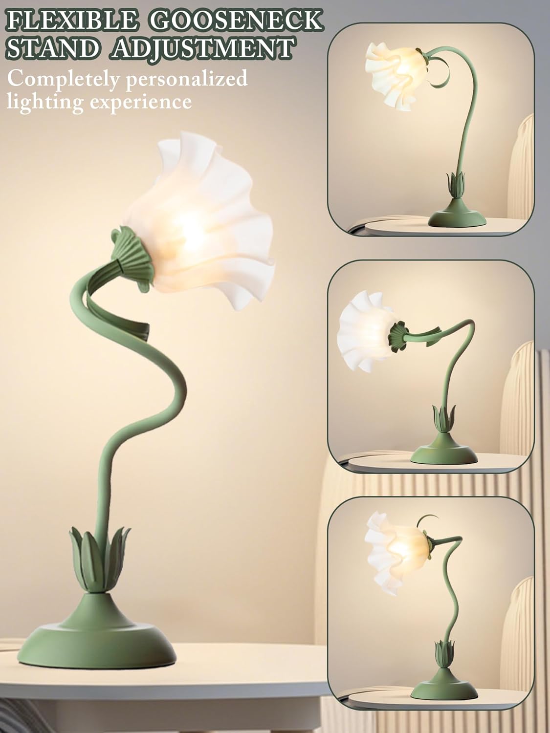 Vintage Green Flower Lamp