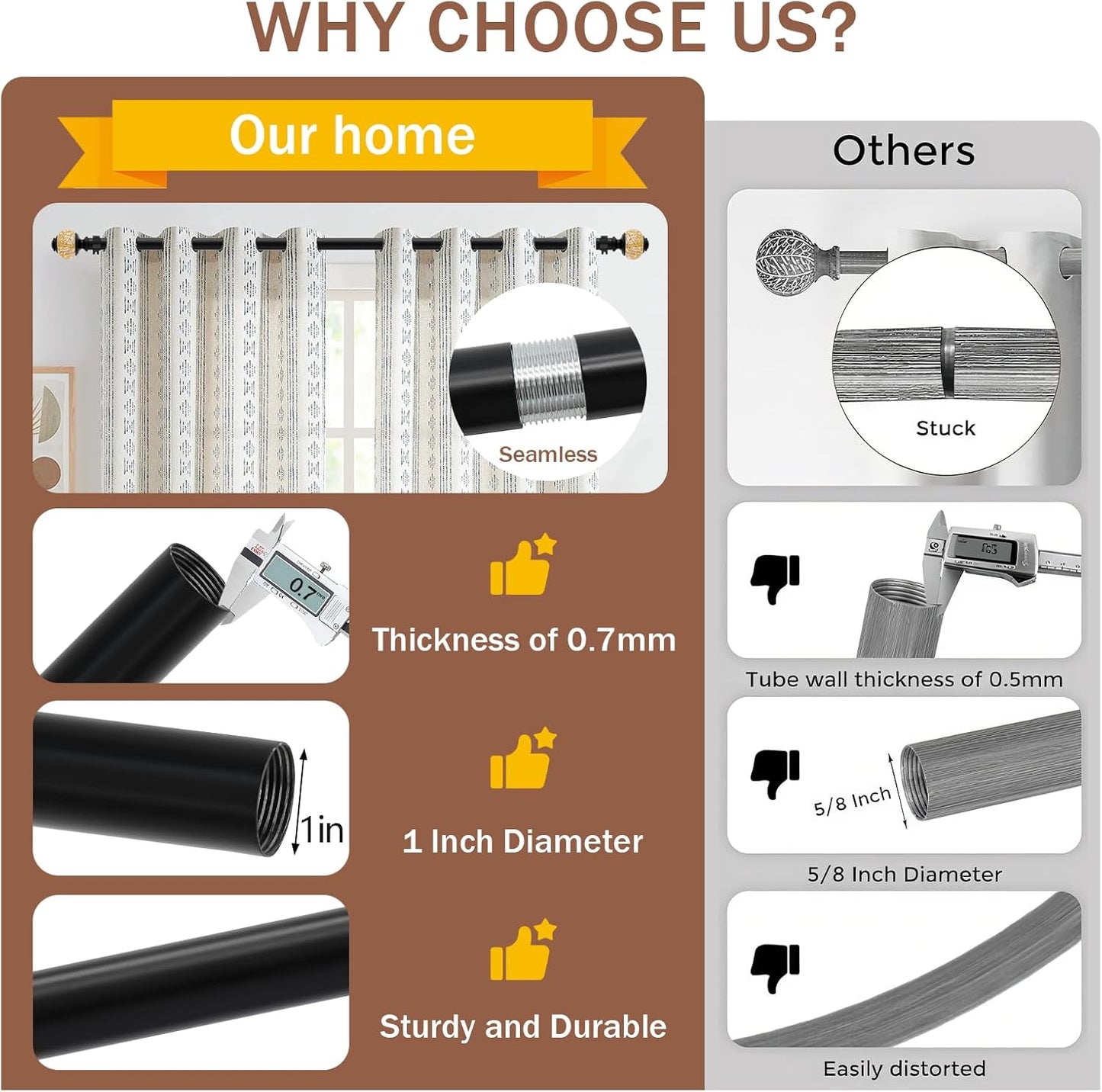 Black-Gold Curtain Rod Set