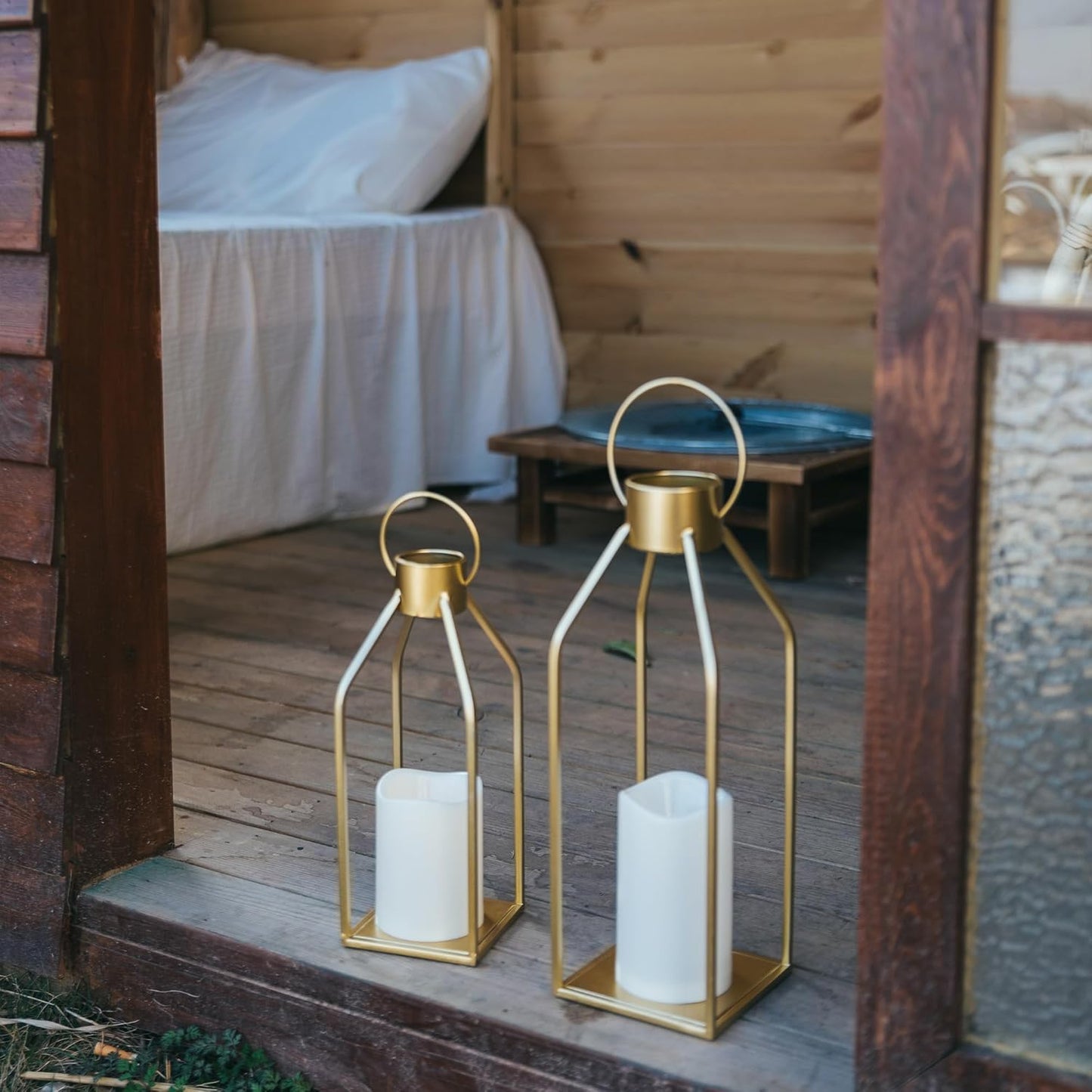 Gold Metal Candle Lanterns