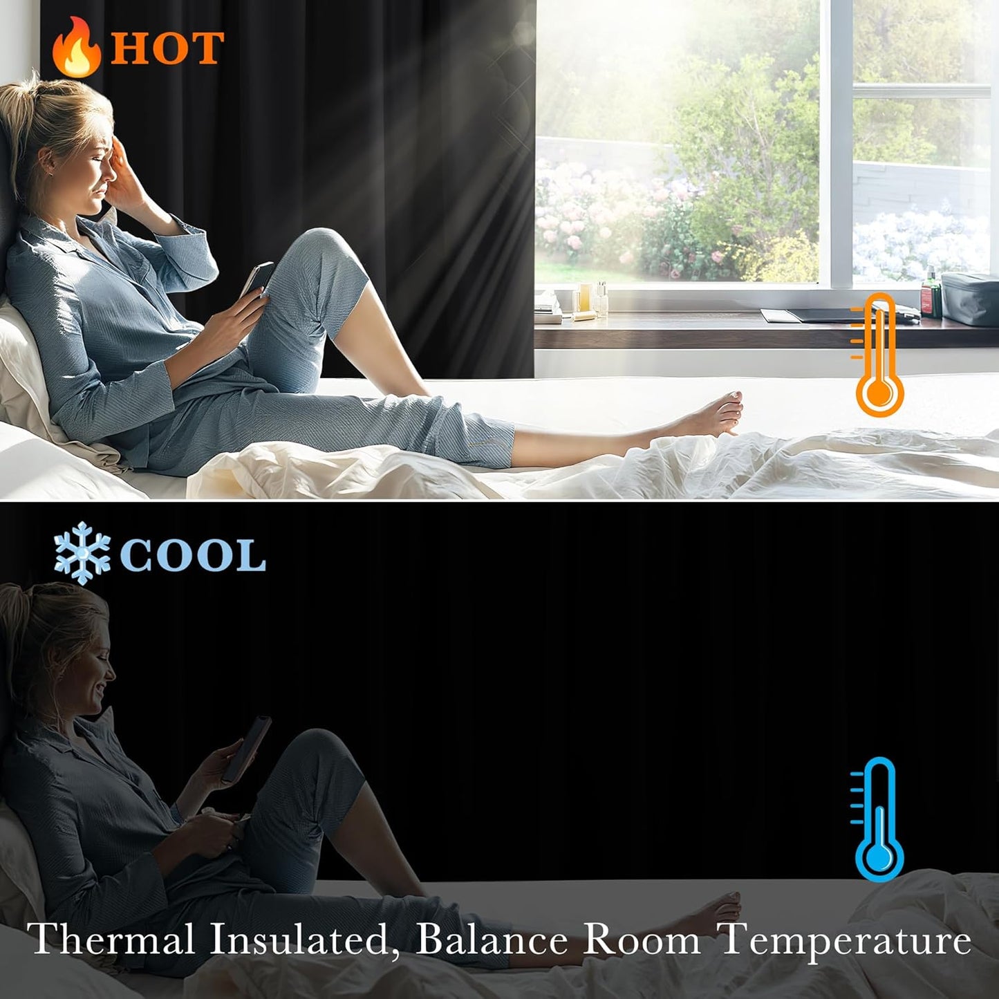 Pony Dance Black Short Blackout Curtains (Set of 2)