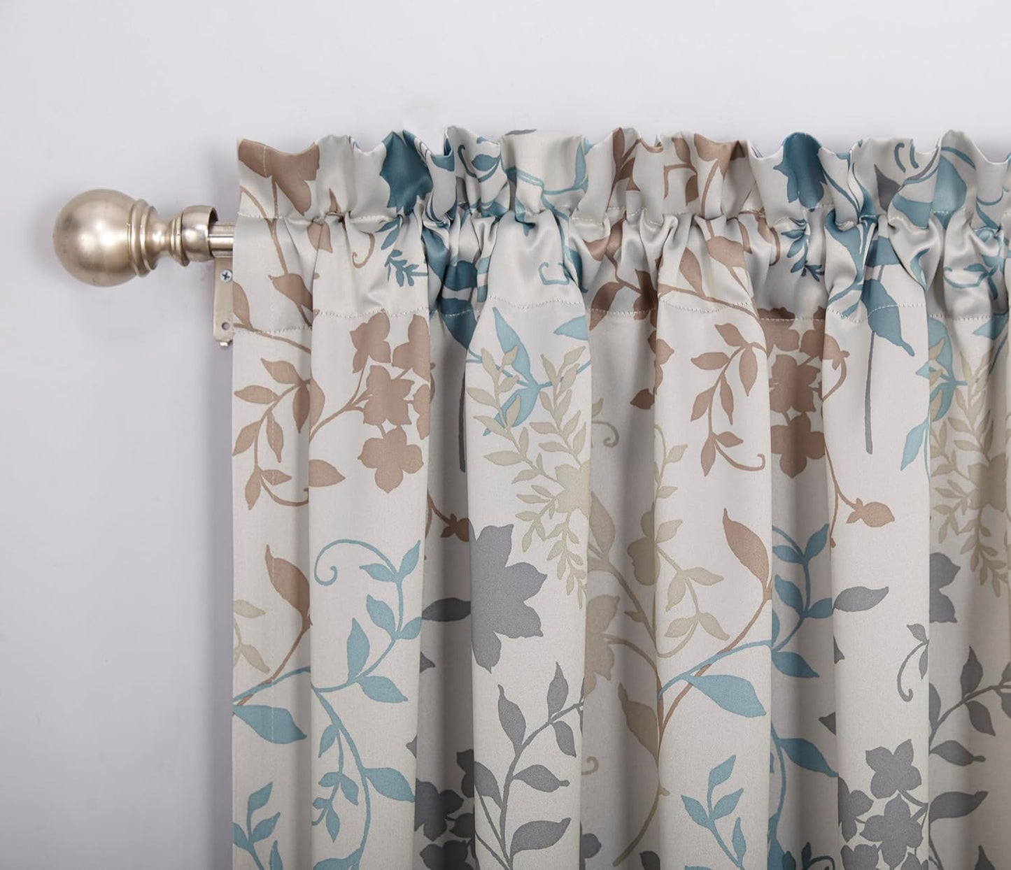 Sun Zero Kara Floral Rod Pocket Curtain - Stone