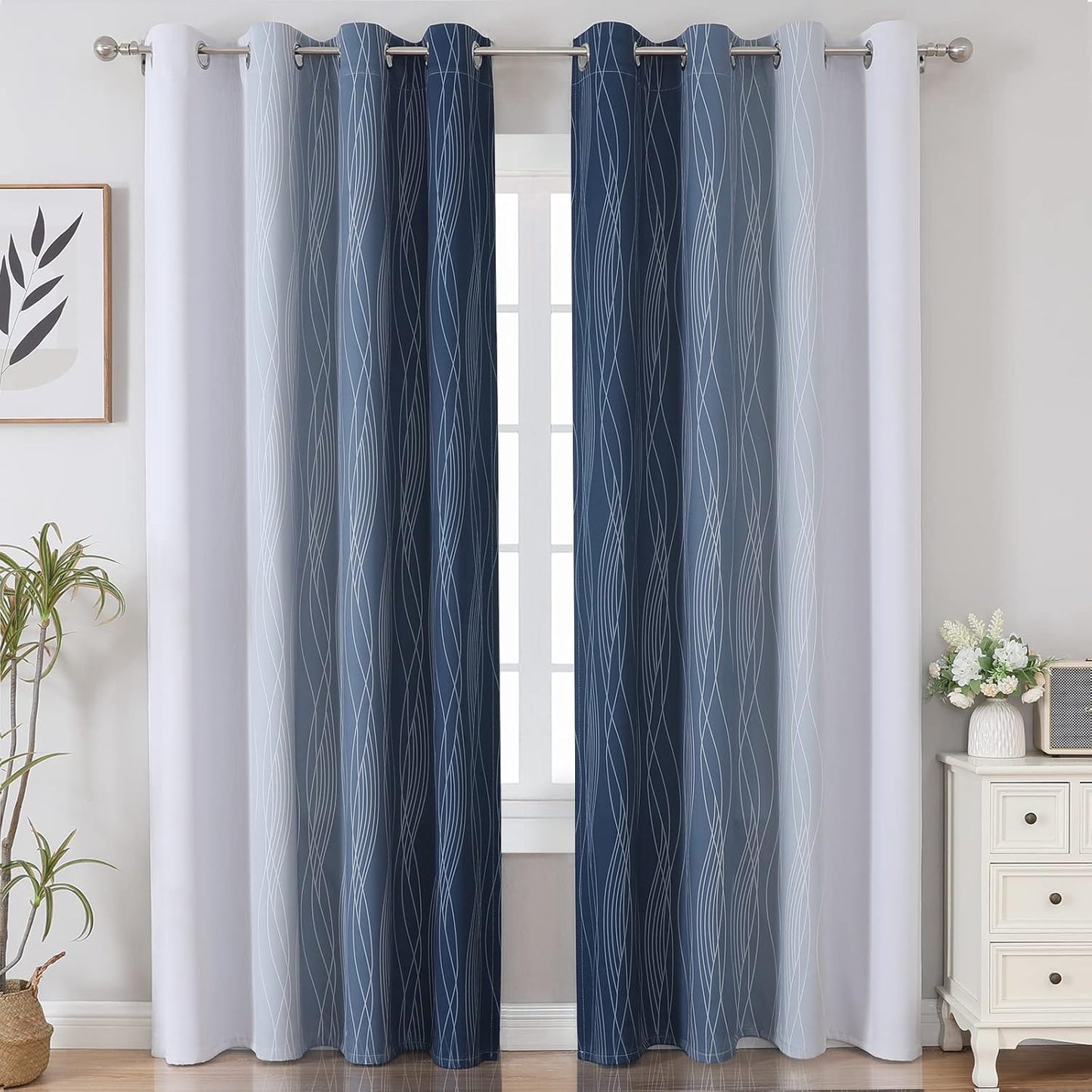 Navy & Grey Ombre Blackout Curtains (Set of 2)