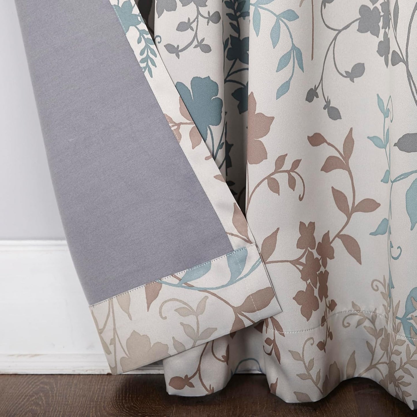 Sun Zero Kara Floral Rod Pocket Curtain - Stone