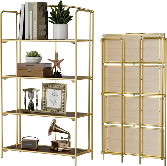 4 Tier Gold Collapsible Book Shelf