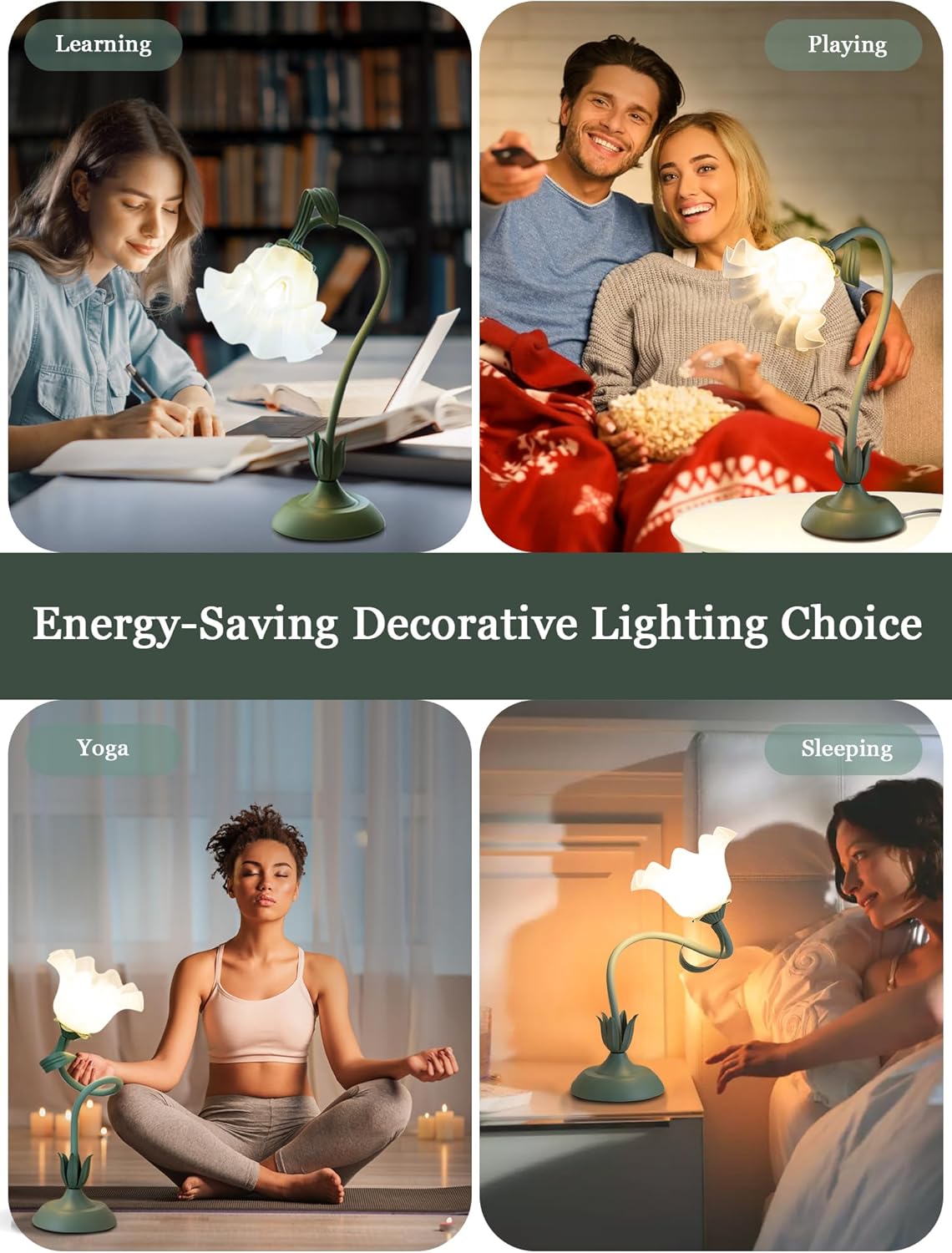 Vintage Green Flower Lamp