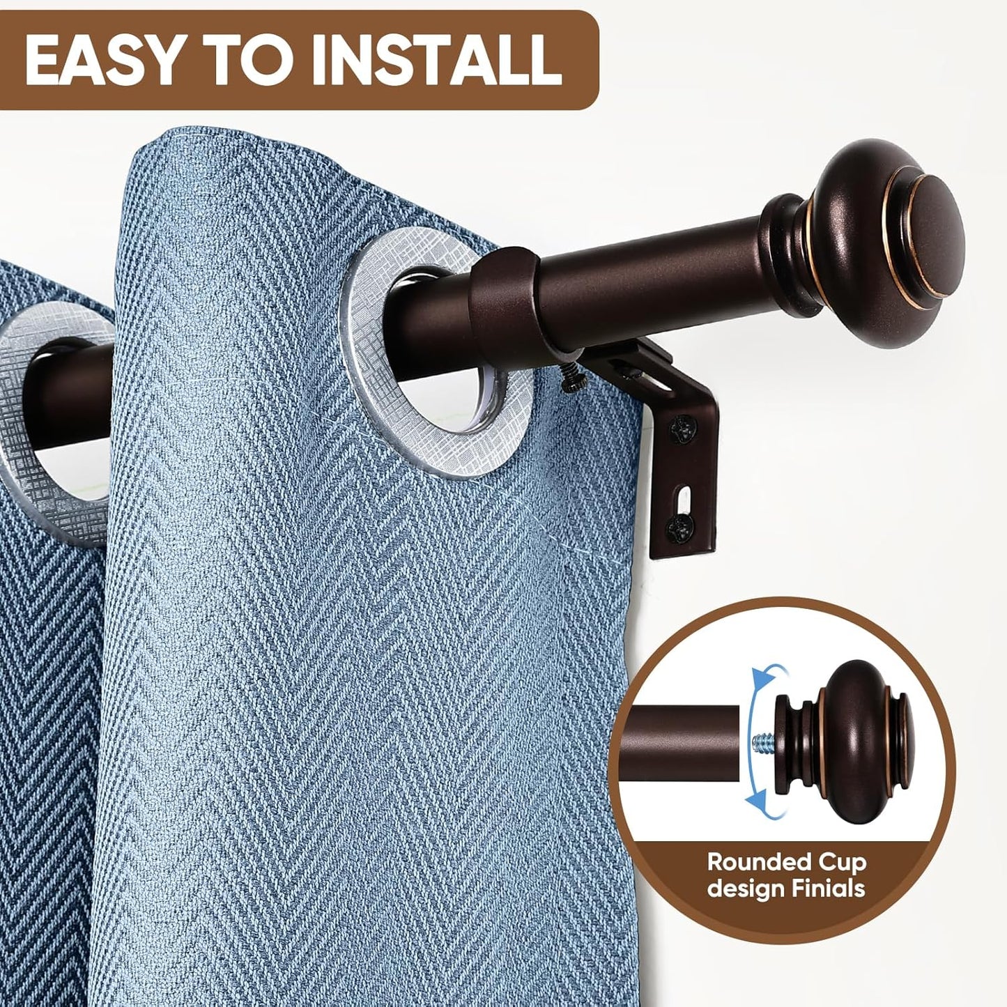 Decorative Single Curtain Rod - Bronze/Gold