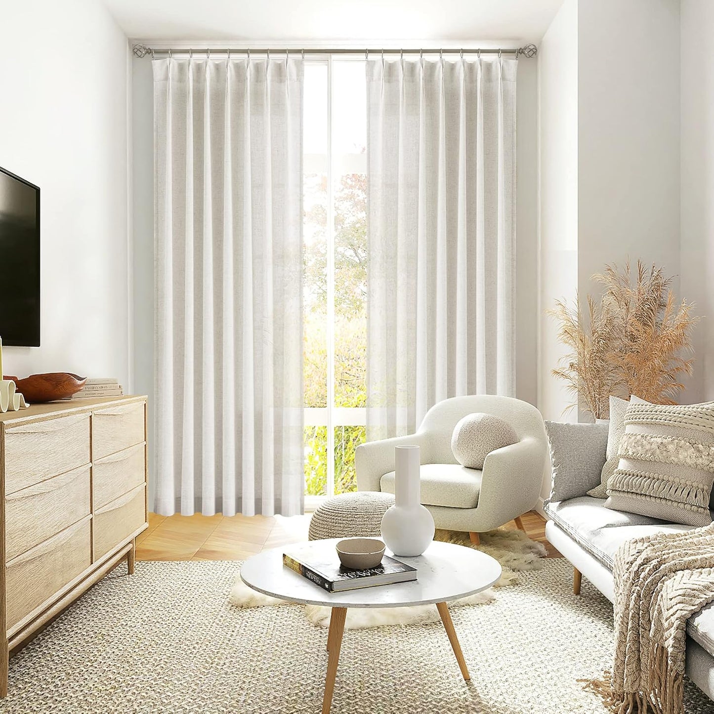 Pleated Semi Sheer Curtains