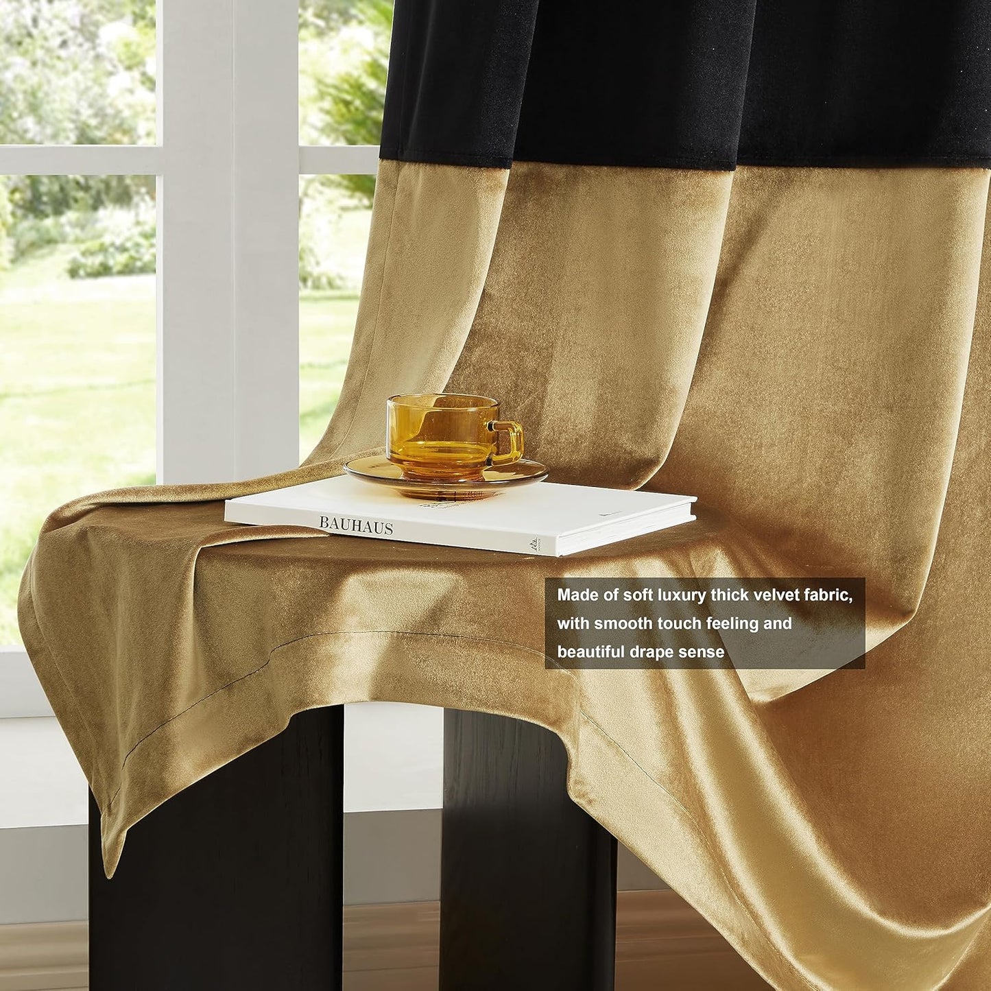 Black and Gold Velvet Curtains